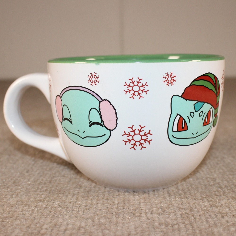 Pokemon Christmas Holiday Ceramic Soup Mug 24oz Pikachu Squirtle Silver Buffalo